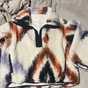 Alia Cream and Orange Fleece Top